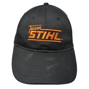 Team Stihl Snapback Hat Black One Size Adjustable Embroidered Solid